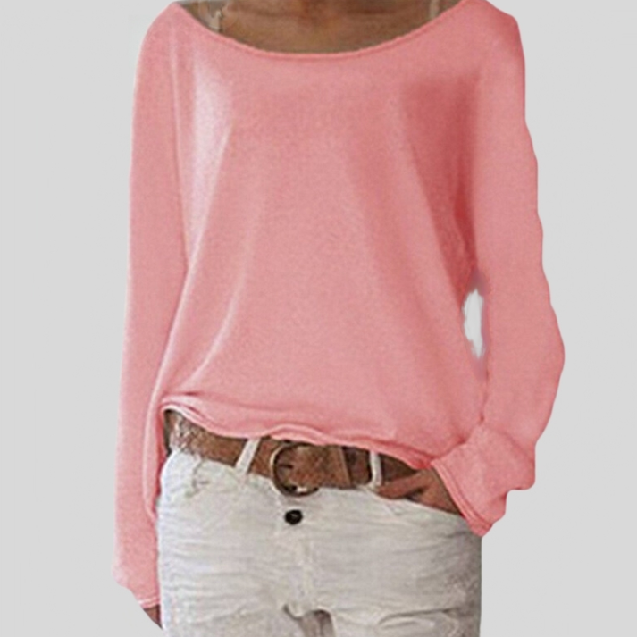 Damen Langarmshirt mit U-Boot-Ausschnitt – Lockeres Basic-Oberteil für Alltag, Freizeit & Layer-Looks