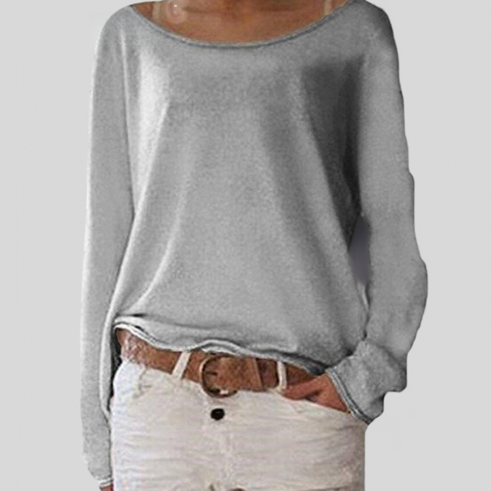 Damen Langarmshirt mit U-Boot-Ausschnitt – Lockeres Basic-Oberteil für Alltag, Freizeit & Layer-Looks