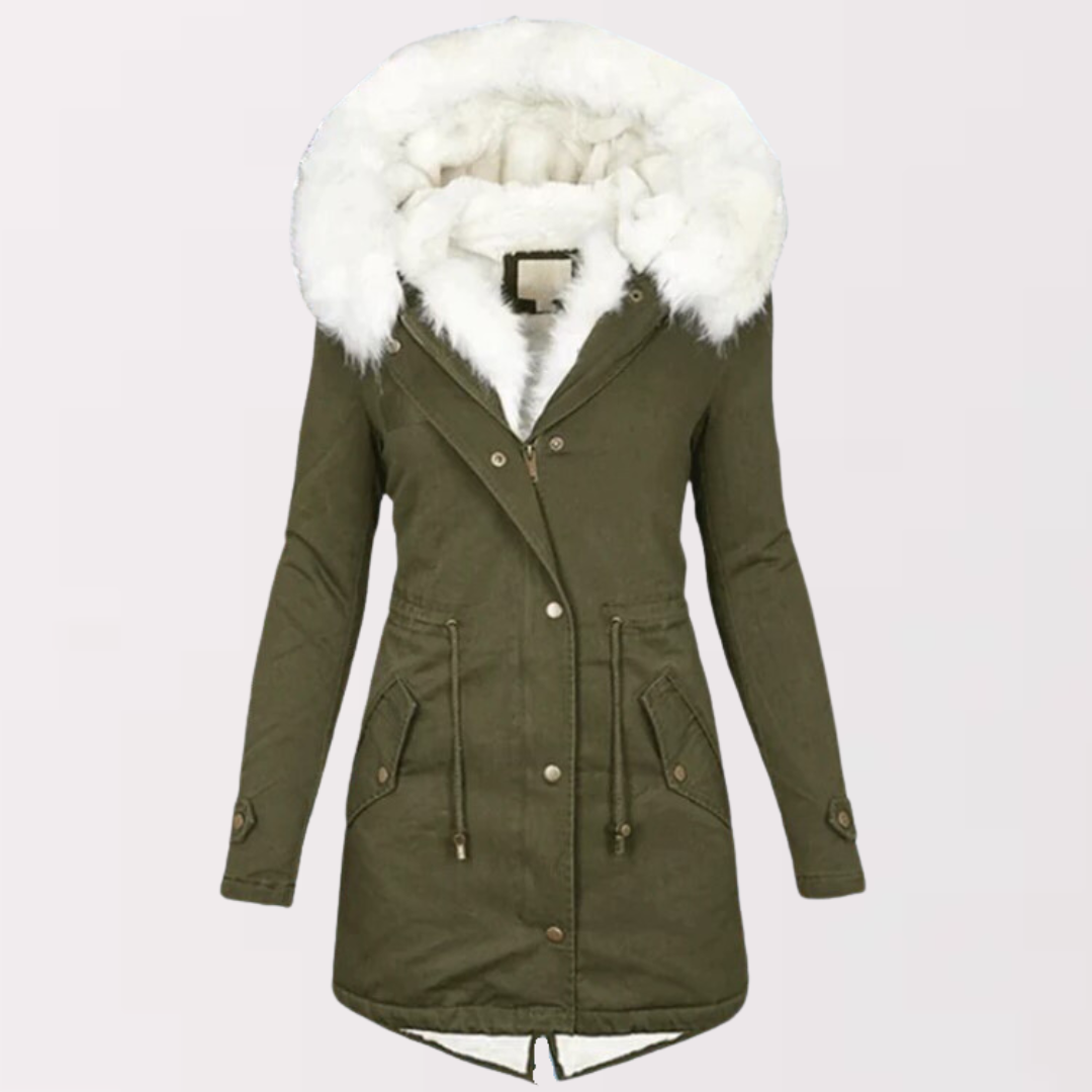 Parka-manteau Scarlett avec capuche et doublure en fourrure