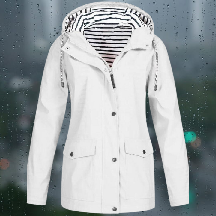 Hellee - Cappotto lungo casual con cappuccio Windbreaker Trenchcoat
