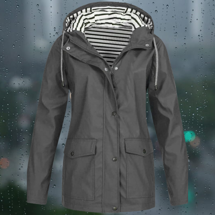 Hellee - Cappotto lungo casual con cappuccio Windbreaker Trenchcoat