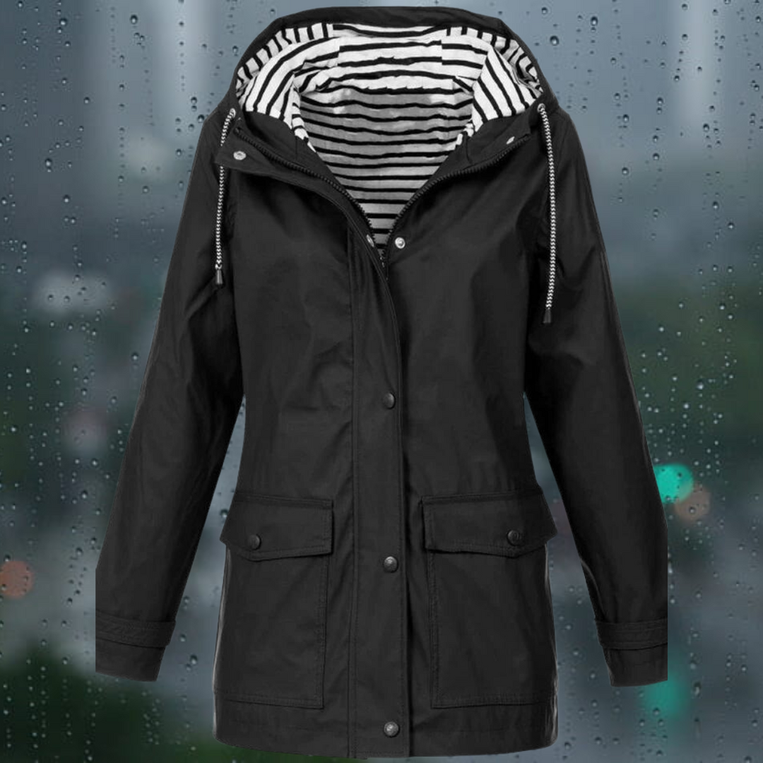 Hellee - Cappotto lungo casual con cappuccio Windbreaker Trenchcoat