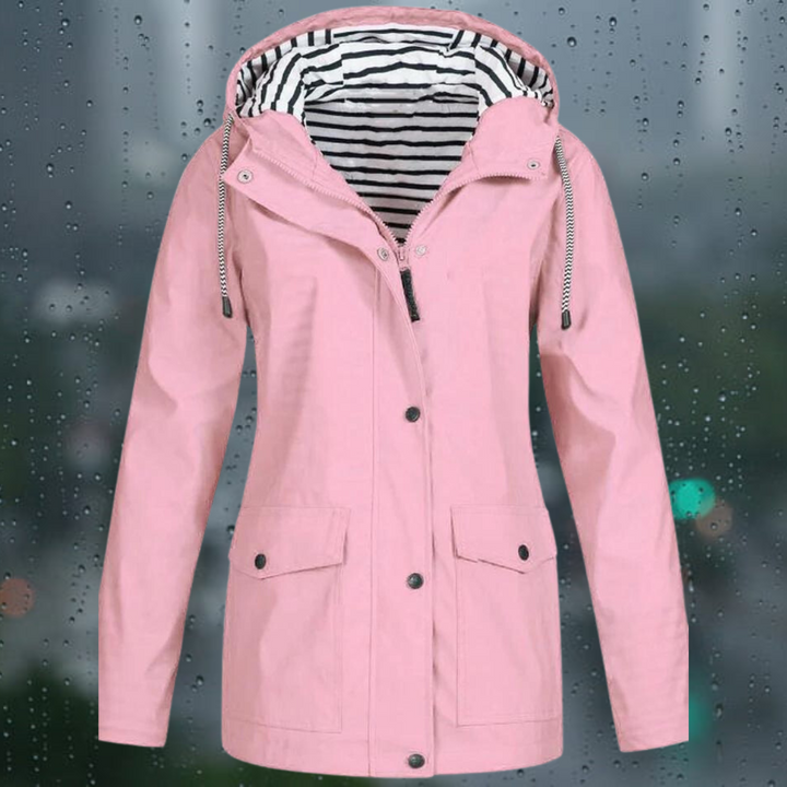 Hellee - Cappotto lungo casual con cappuccio Windbreaker Trenchcoat
