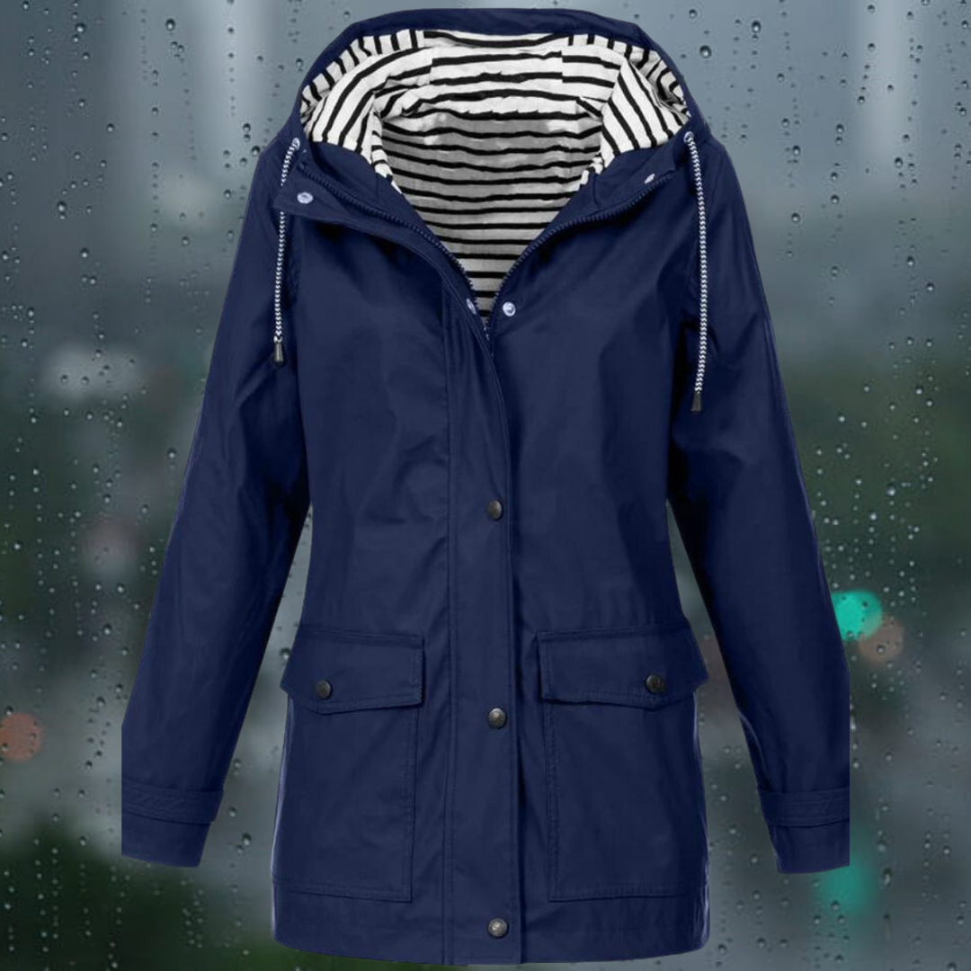 Hellee - Cappotto lungo casual con cappuccio Windbreaker Trenchcoat