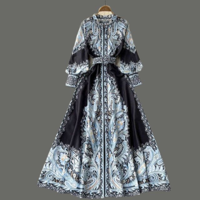 A-Linienkleid mit Blumenmuster und Gürtel - Elegantes Blumenkleid für Damen