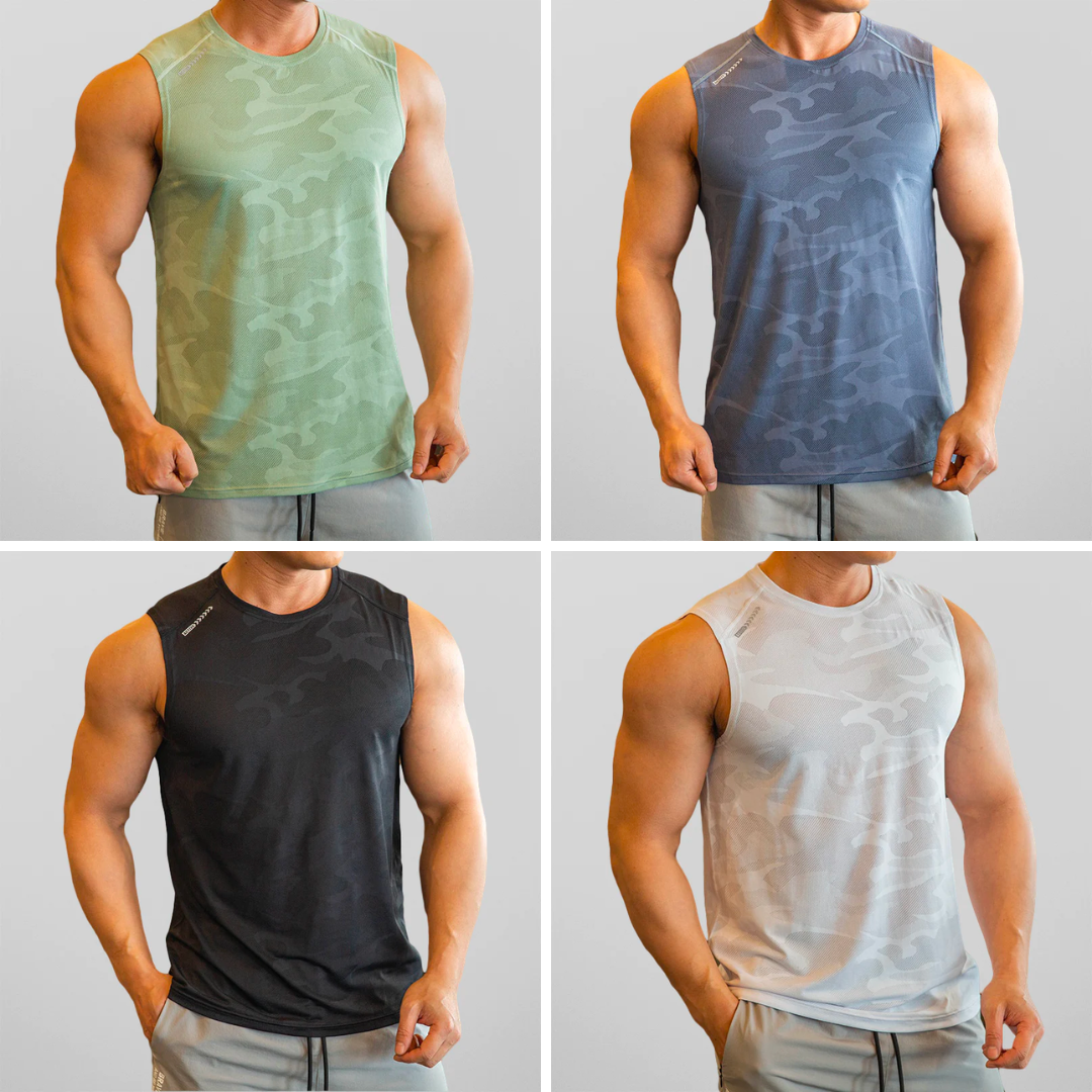 Herren Muskel-Tanktop mit Tarnmuster – Atmungsaktives Sportshirt für Gym, Training & Sommer