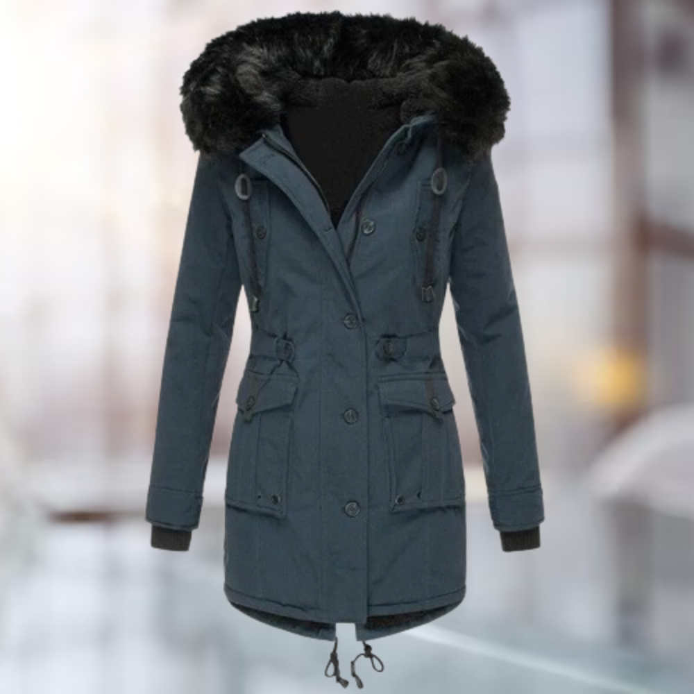 Valentina - Manteau élégant à col en coton et laine