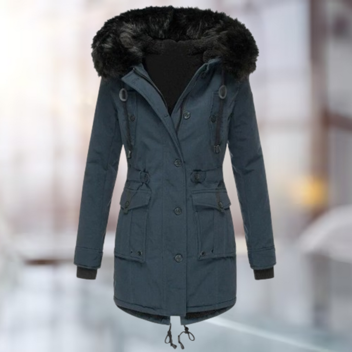 Valentina - Manteau élégant à col en coton et laine