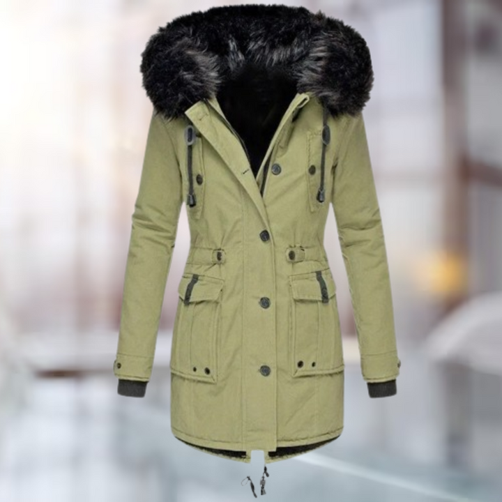 Valentina - Manteau élégant à col en coton et laine