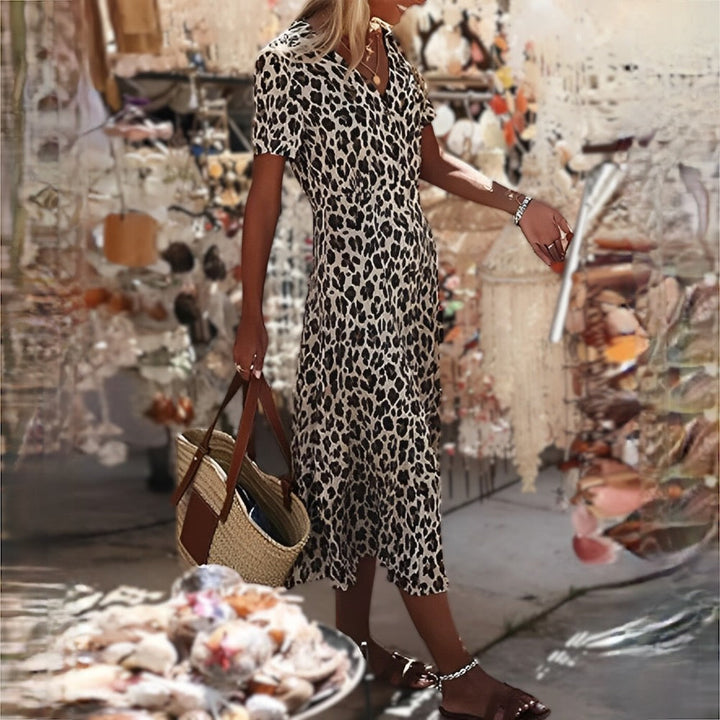 FREJA - Robe longue avec motif léopard