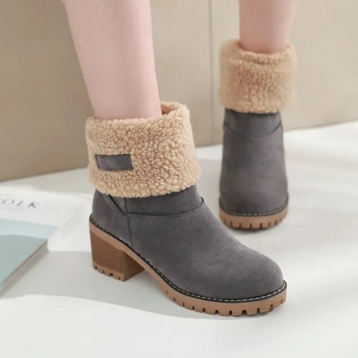 Bottes d'hiver chaudes et confortables à cheville avec laine pour femmes | Parfait pour les activités de plein air