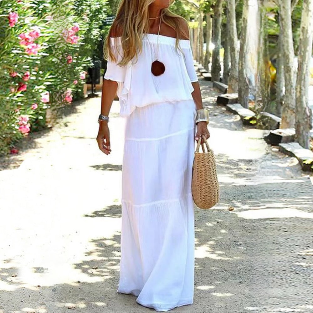 NIKA – Robe longue élégante à épaules dénudées pour toutes les occasions