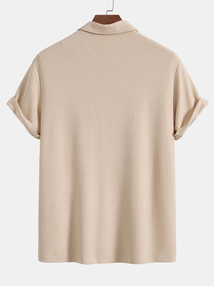 Ensemble d'été homme 2 pièces – T-shirt à manches courtes avec fermeture éclair & short en tissu côtelé
