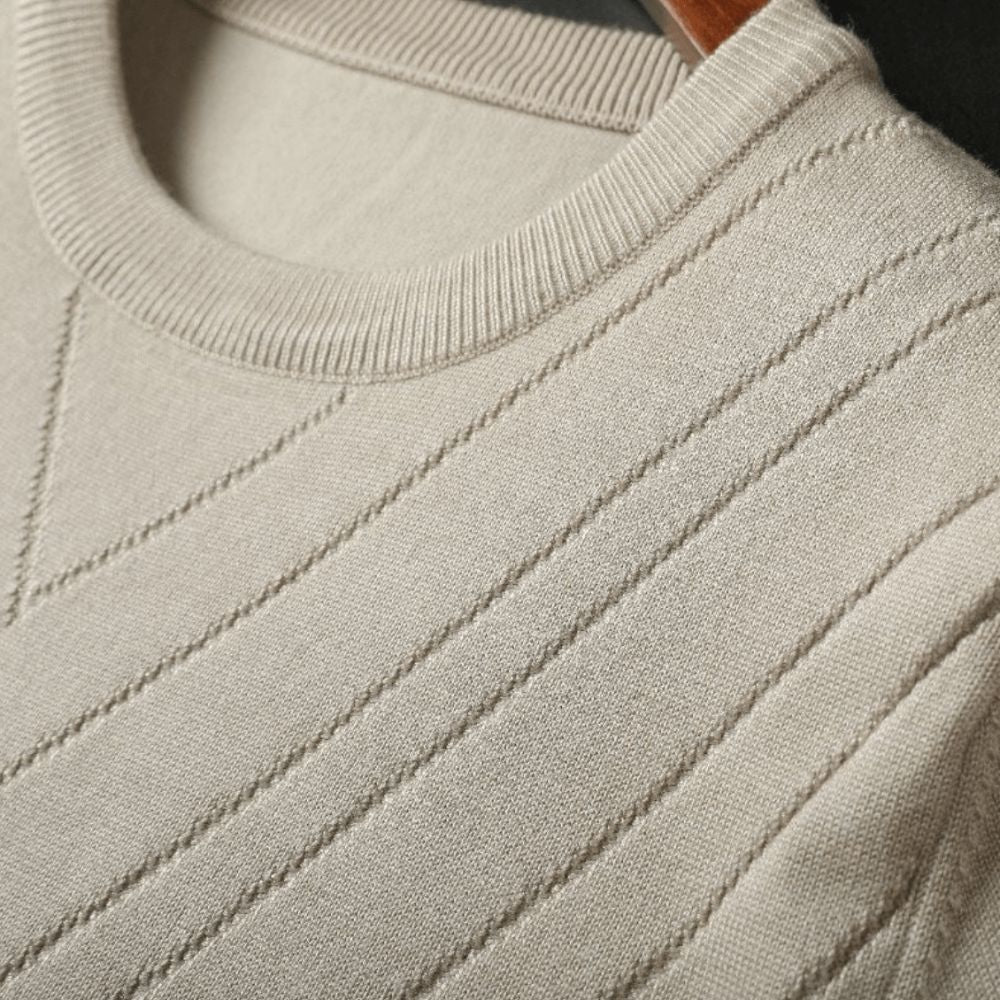 T-shirt en tricot pour homme avec motif chevron – pull d'été à manches courtes en fine maille