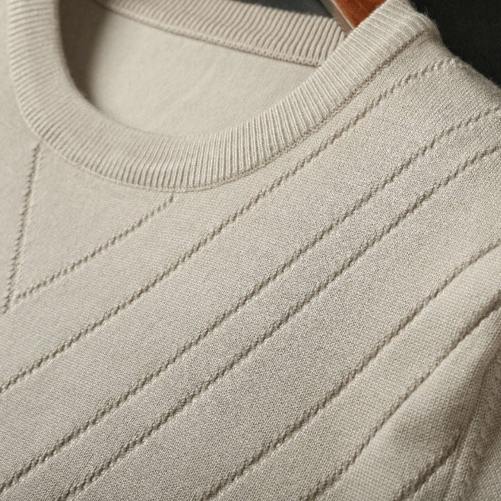 T-shirt en tricot pour homme avec motif chevron – pull d'été à manches courtes en fine maille