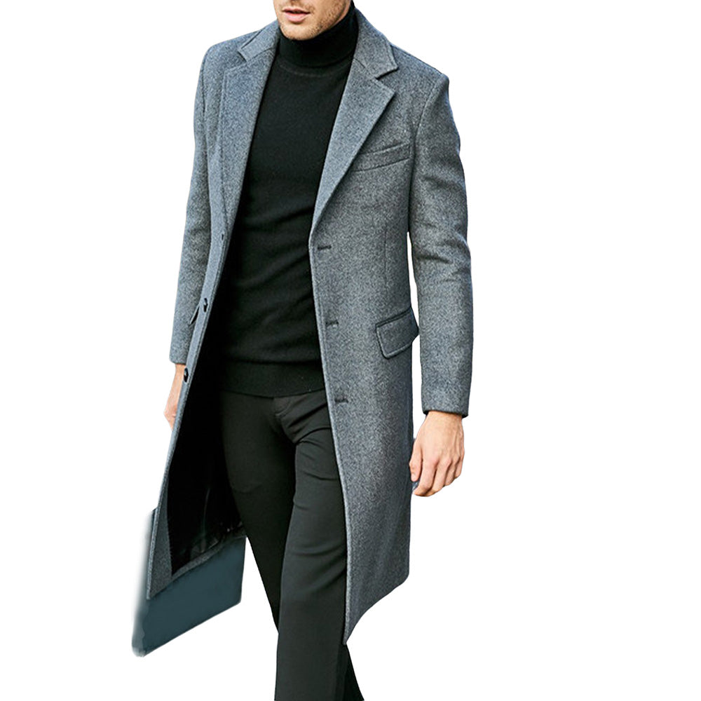 Manteau homme mince et coupe-vent en laine avec boutons