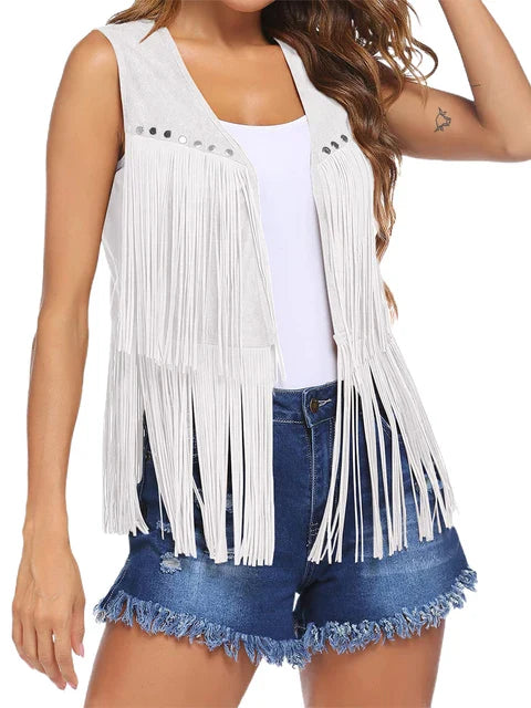 Ellie - gilet chic vintage à pompons