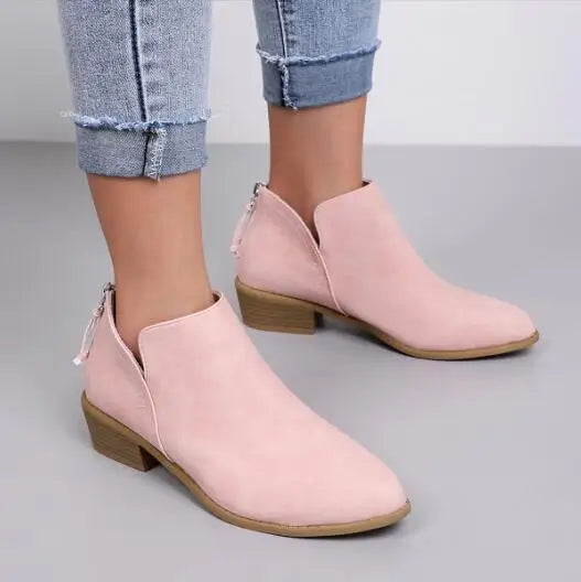 Stylische Wildleder-Stiefeletten mit Reissverschluss und Absatz für Damen | Ideal für Herbst/Winter