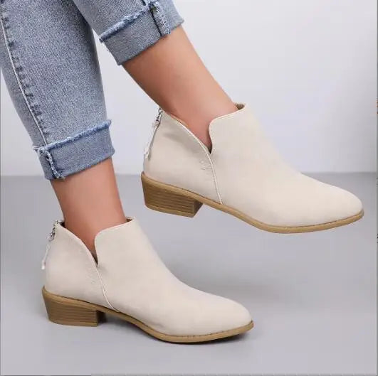 Stylische Wildleder-Stiefeletten mit Reissverschluss und Absatz für Damen | Ideal für Herbst/Winter