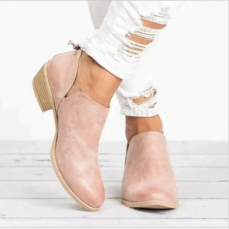 Stylische Wildleder-Stiefeletten mit Reissverschluss und Absatz für Damen | Ideal für Herbst/Winter