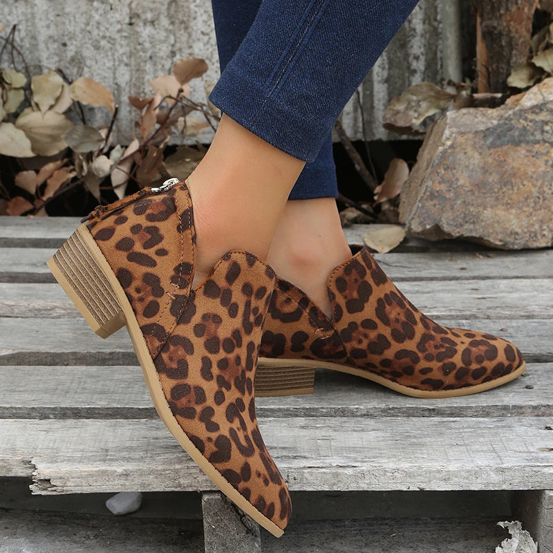 Stylische Wildleder-Stiefeletten mit Reissverschluss und Absatz für Damen | Ideal für Herbst/Winter