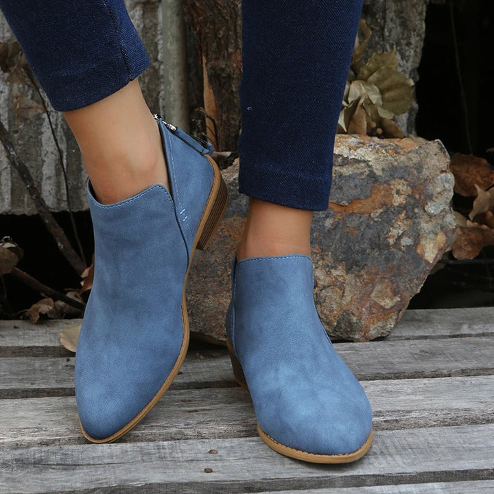 Stylische Wildleder-Stiefeletten mit Reissverschluss und Absatz für Damen | Ideal für Herbst/Winter