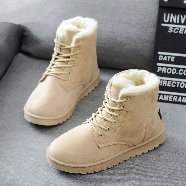 Casual Winter Flache Stiefeletten mit Wolle für Damen | Ideal für Winter