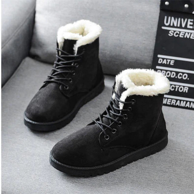 Casual Winter Flache Stiefeletten mit Wolle für Damen | Ideal für Winter