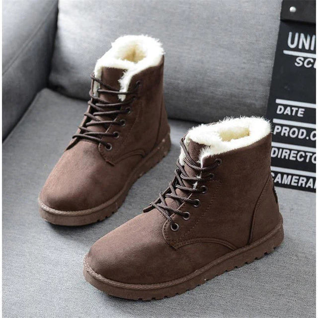 Casual Winter Flache Stiefeletten mit Wolle für Damen | Ideal für Winter
