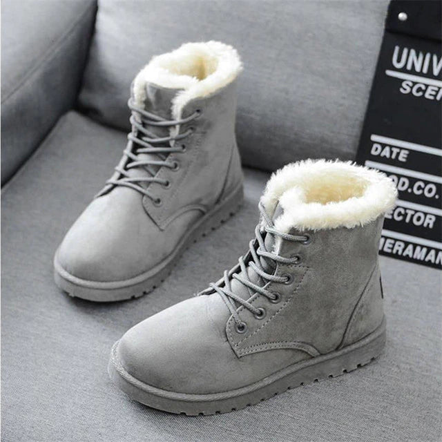 Casual Winter Flache Stiefeletten mit Wolle für Damen | Ideal für Winter