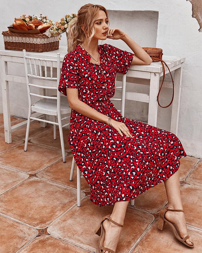 Robe Midi à Pois Savannah Breeze – Élégance Ludique et Confort Estival