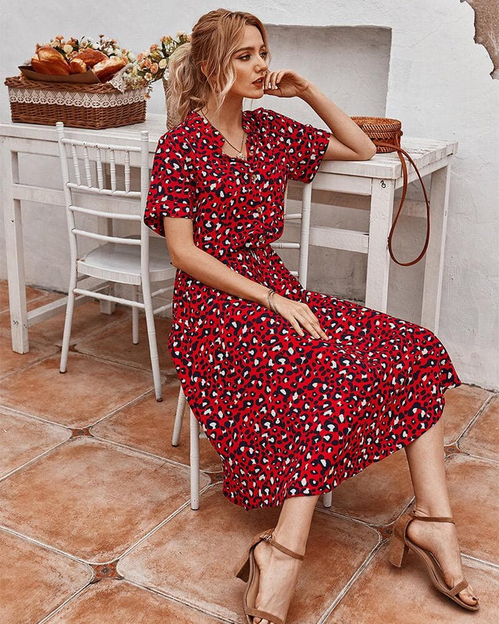 Robe Midi à Pois Savannah Breeze – Élégance Ludique et Confort Estival