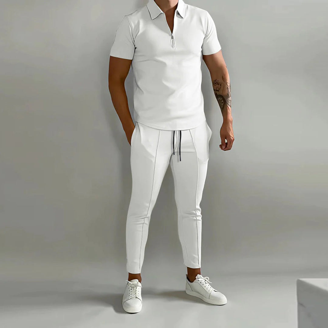 Ensemble deux pièces homme – Polo slim fit & pantalon de jogging avec col zippé