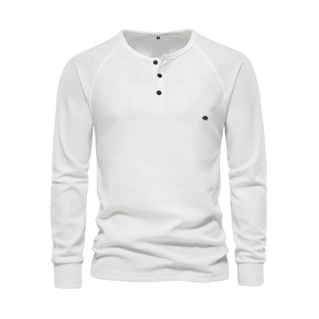 Herren Henley Langarmshirt mit Knopfleiste – Bequemes Freizeitshirt mit Rundhals für Alltag, Layering & Streetstyle