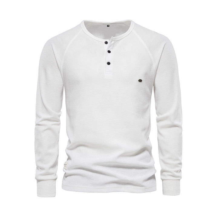 Herren Henley Langarmshirt mit Knopfleiste – Bequemes Freizeitshirt mit Rundhals für Alltag, Layering & Streetstyle