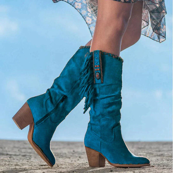 Adah Western-Stiefel – Kniehohe Cowboy Boots mit Absatz