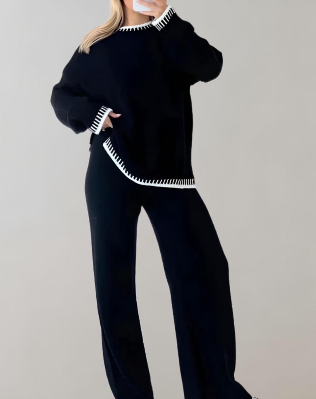 Dalia - Zweiteiliges Set mit gestricktem Oberteil und weiter Hose