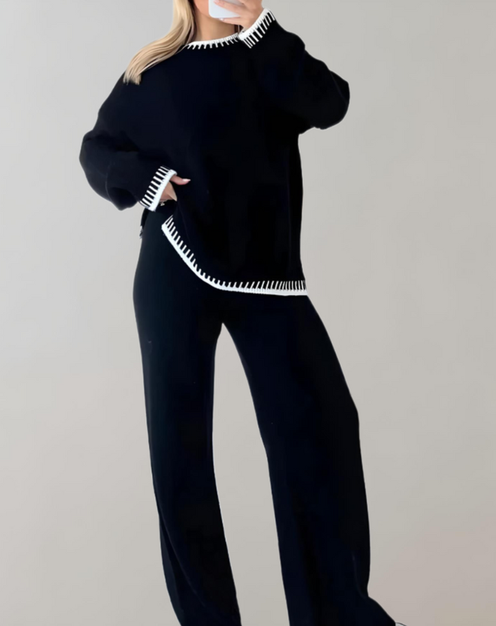 Dalia - Zweiteiliges Set mit gestricktem Oberteil und weiter Hose