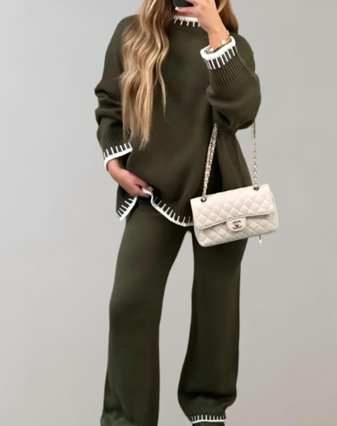 Dalia - Zweiteiliges Set mit gestricktem Oberteil und weiter Hose