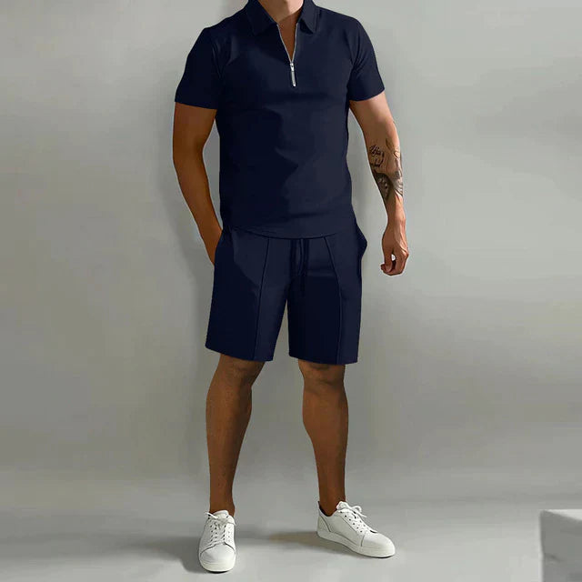 Lorenzo | Set due pezzi - Polo lussuosa e pantaloncini set estivo per uomini