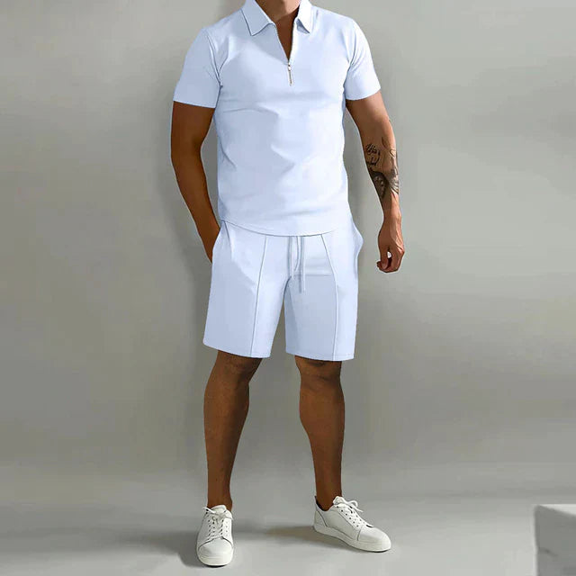 Lorenzo | Set due pezzi - Polo lussuosa e pantaloncini set estivo per uomini