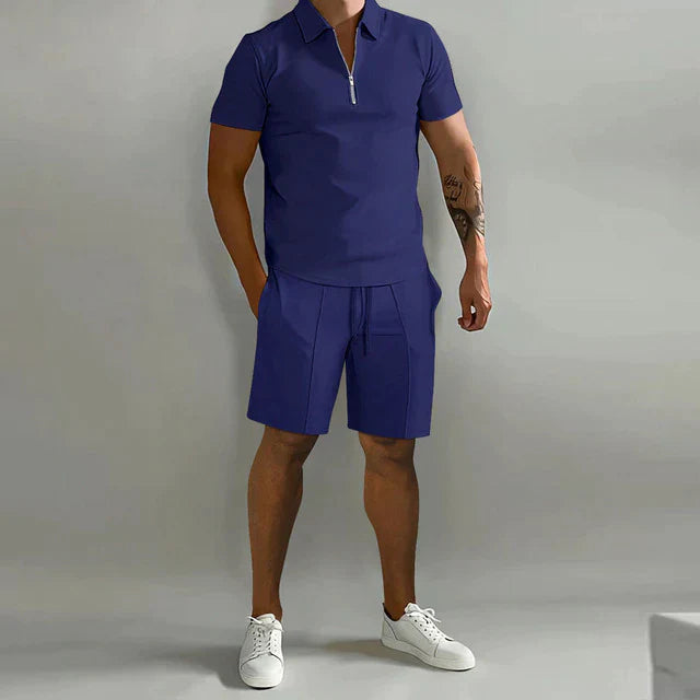 Lorenzo | Set due pezzi - Polo lussuosa e pantaloncini set estivo per uomini