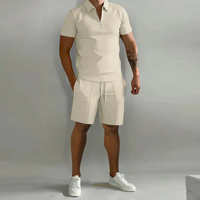 Lorenzo | Set due pezzi - Polo lussuosa e pantaloncini set estivo per uomini