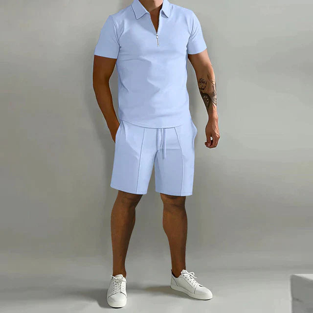 Lorenzo | Set due pezzi - Polo lussuosa e pantaloncini set estivo per uomini