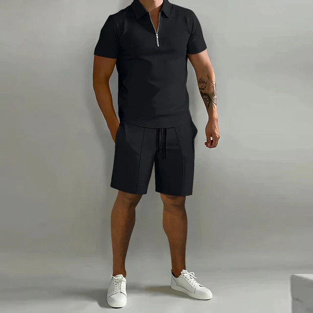 Lorenzo | Set due pezzi - Polo lussuosa e pantaloncini set estivo per uomini