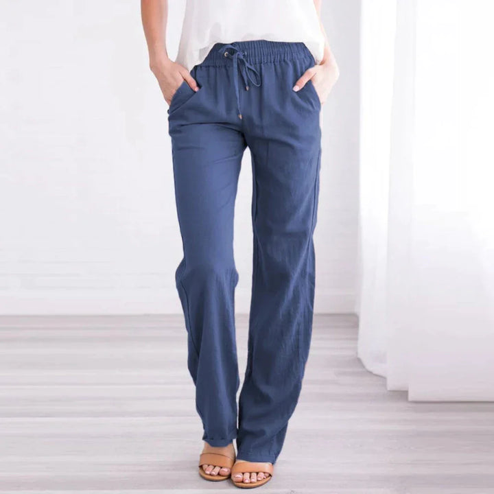 LUCIANA - Pantalon ample à jambes larges avec cordon de serrage