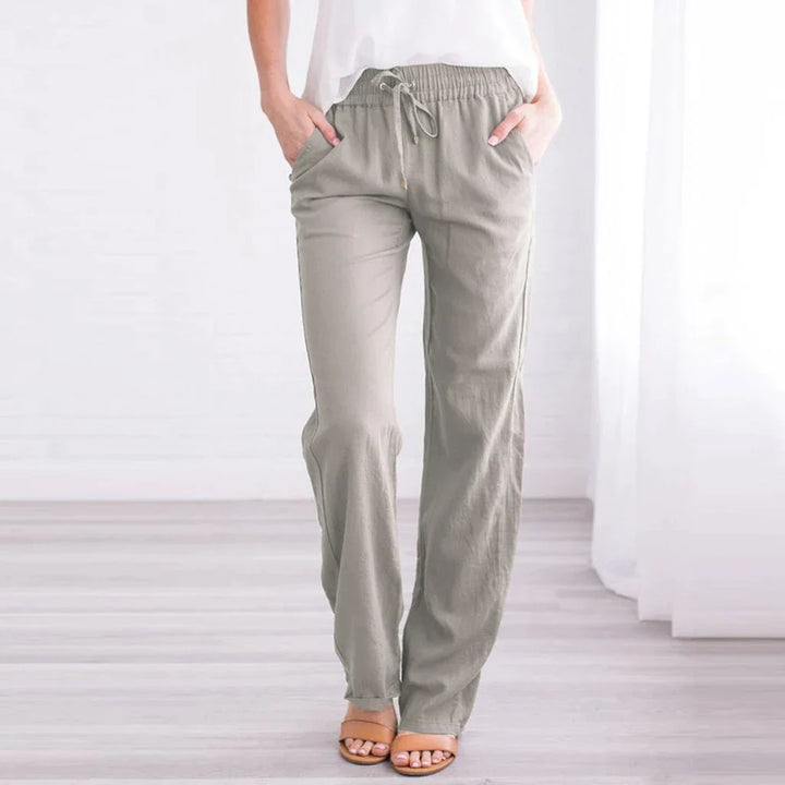 LUCIANA - Pantalon ample à jambes larges avec cordon de serrage