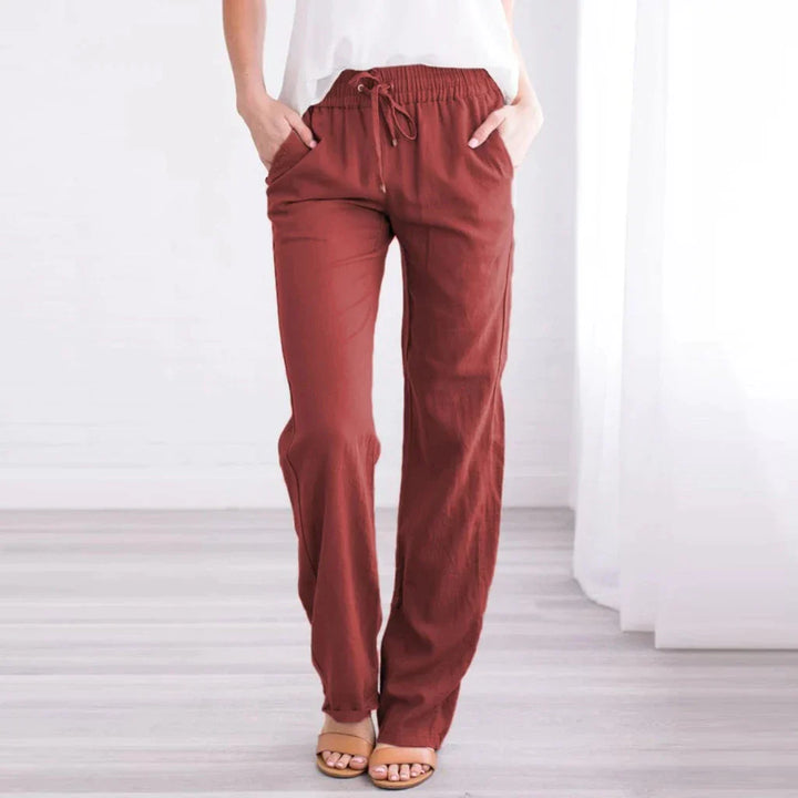 LUCIANA - Pantalon ample à jambes larges avec cordon de serrage