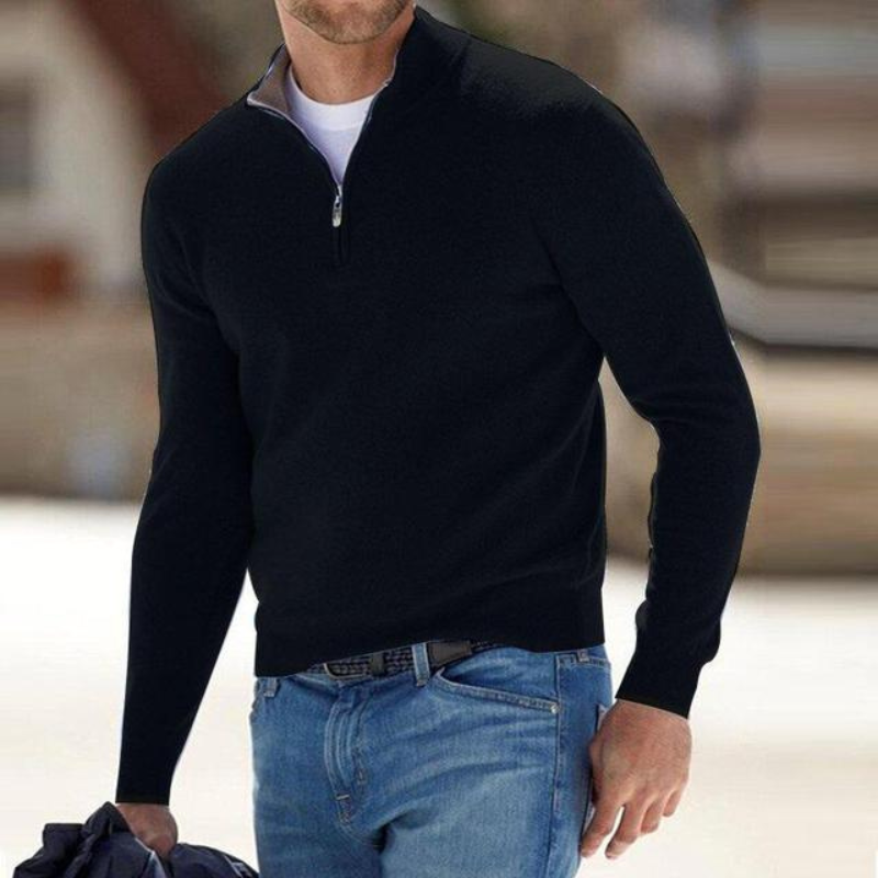 Bequemer Pullover mit halbem Reißverschluss
