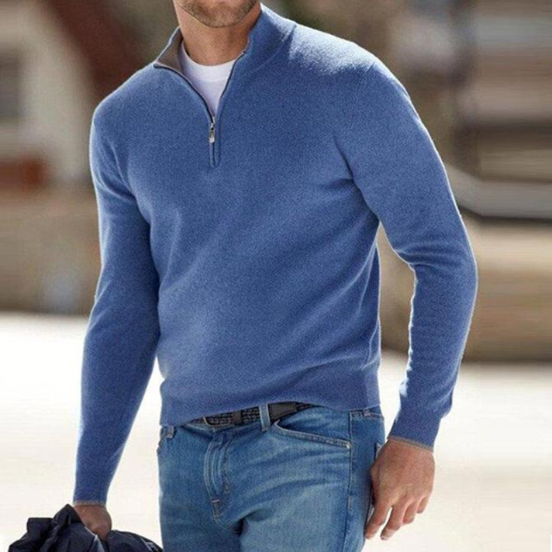 Bequemer Pullover mit halbem Reißverschluss